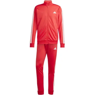 adidas Herren SPORTSWEAR BASIC 3 STRIPES TRICOT TRACKSUIT, pure ruby/white, XL