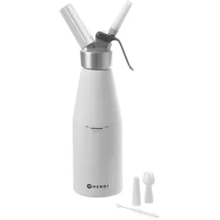 Sahnespender Kitchen Line Aluminium weiss, Spenderkopf aus Aluminium Geeignet für kleine bis mittlere Betriebe Inkl. Set aus 2 Spritztüllen und Reinigungsbürste Nicht für heisse Sossen geeignet Ideal zum Servieren von Schlagsahne vor dem Ku - Weiß
