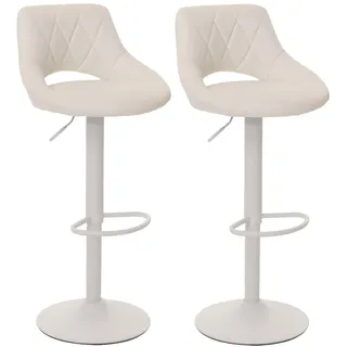 Mendler 2er-Set Barhocker HWC-N64, Barstuhl Tresenhocker, Fußablage drehbar, Kunstleder Metall ~ weiß