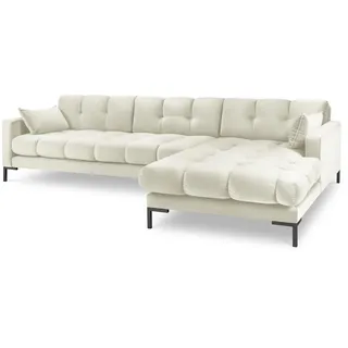 Micadoni Ecksofa rechts Mamaia aus Samt leichtes beige 5 Sitzplätze , Creme , Textil , L-Form , 293x185 cm , Hergestellt in Europa, Oeko-Tex® , Wohnzimmer, Sofas & Couches, Wohnlandschaften, Ecksofas