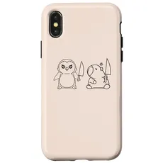 Hülle für iPhone X/XS Pinguin und Capybara und Messer