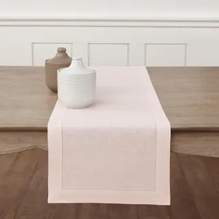 Solino Home Pink Linen Tischläufer 14x144 Zoll lang,100% reines Leinen Stoff Tischläufer für Frühling, Ostern, Sommer,maschinenwaschbar und handgefertigt aus europäischem Flachs,klassischer Hohlsaum