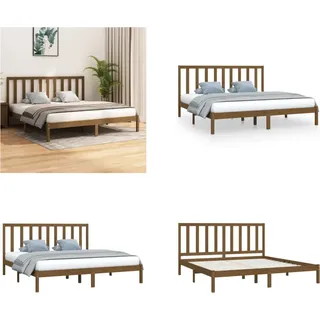vidaXL Massivholzbett Honigbraun Kiefer 200x200 cm - Bettrahmen - Bettgestell - Bett - Holzbett - Braun