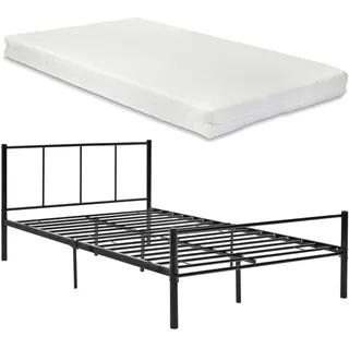 [en.casa] Metallbett mit Matratze Laos 120x200 cm Schwarz