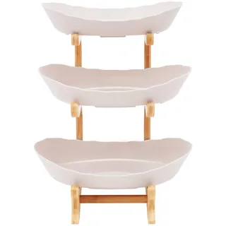 Dofanqing Obstschale,3 Etagen Keramik Obstkorb,Servierschalen Mit Ständer Snack Dessert Tablett Teller Rack,Kreative Yuanbao-Form,Rutschfester Boden,für um Früchte, Süßigkeiten, Desserts, Schmuck
