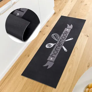 HANSE HOME Homemade Kitchen", schwarz-weiß (schwarz,weiß,grau), B:50cm H:3mm L:150cm, Polyester, Schwarz, Dunkles Grau