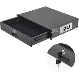 Vevor 2U Rackschublade, 22,68 kg, abschließbares Serverschrankgehäuse, Schiebeschublade mit Schloss & Kabelmanagementlöchern, für 482 mm Netzwerkgeräte-Server-AV-Rack oder Schrankgehäuse