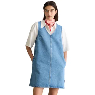 Jeanskleid MARC O'POLO DENIM, Damen, Gr. L, N-Gr, medium blau, Obermaterial: 100% Baumwolle, loose fit ca. Mitte Oberschenkel, Kleider Jeanskleid, loose fit mit Ananasblattfasern