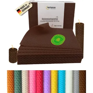 Wachsmann 20 Bienenwachsplatten aus Deutschland, braun, Wachsplatten 20 x 15 cm, Bienenwachs Kerzen selber machen, Kerzenwachs