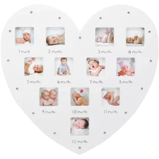 SOLUSTRE Mein Erstes Jahr Bilderrahmen Neugeborenes Baby Herzförmig Kürzer LED- Fotorahmen 12 Monate Fotoeinsätze Erste Muttertagsgeschenk für Wanddekoration (13. 17X12. 58X1. 18Inch)