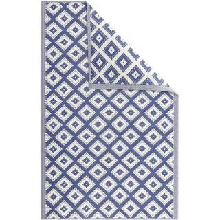 Garten-Teppich 120 x 180 cm groß - Terrassen-Teppich, Balkon-Teppich, Gartenmatte, Grünflächen-Teppich, Blumenmuster, blau - Blau