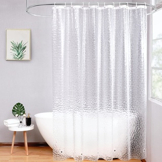 AooHome Duschvorhang 240x200cm,Transparent mit 5 Magnete unten, Antischimmel Wasserdicht Duschvorhänge mit 16 Ringe Hexagon Muster, Wasserfest für Badewanne Bad Vorhang