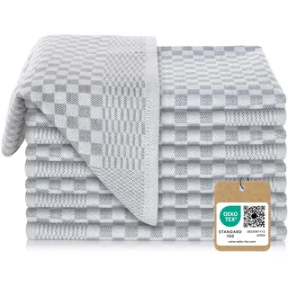 Vaily Premium Geschirrtücher 10er Pack - Trockentücher aus 100% Baumwolle super Saugstark- Oeko-TEX Zertifiziert - 70 x 45 cm Grau