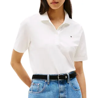 Tommy Hilfiger Damen, Poloshirt Kurzarm 1985 Pique regular fit Weiß (ecru), M