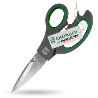 Chefkoch trifft Fackelmann Küchenschere – Robuste Multifunktionsschere für Küche und Haushalt, ergonomischer Griff mit Soft-Grip Einsätzen, vielseitig einsetzbar