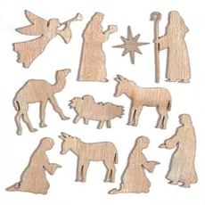 Baker Ross AT266 Krippe Mini Holz Formen für Handwerk (45 Stück) Weihnachtsgeschichte Ausschnitte, Sortiert