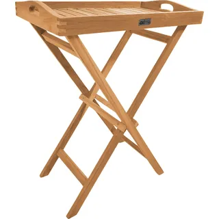 AXI Lora klappbarer Beistelltisch aus Teak Holz mit abnehmbarem Tablett | Kleiner Tisch klappbar für Garten, Balkon, Terrasse aus Teakholz | - Braun