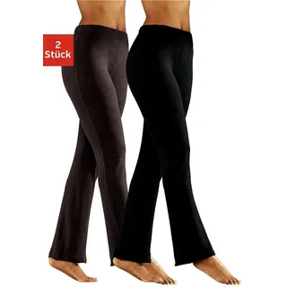 Jazzpants, Damen, Gr. 52/54, N-Gr, braun (1x schwarz, 1x braun), Single Jersey, Obermaterial: 95% Baumwolle, 5% Elasthan, VIVANCE ACTIVE BY LASCANA, unifarben, Basic, Basic lang, Hosen Jazzpants, mit leicht ausgestelltem Bein, Loungewear, Topseller