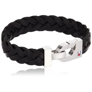 Tommy Hilfiger Men's Casual Armband schwarz Edelstahl Leder 2700872 Größe 21