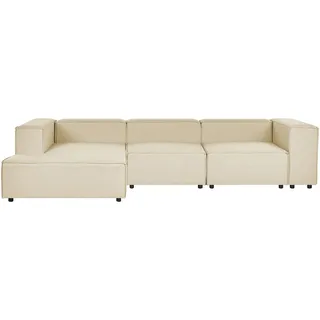 BELIANI Ecksofa Beige Leinen L-förmig 3-Sitzer Modulsofa Rechtsseitig Wohnzimmermöbel Modern Wohnzimmer Salon Wohnecke Sitzecke - Beige, Schwarz