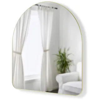 Umbra Hubba Wandspiegel - Gewölbter Spiegel mit Metallrahmen für Badezimmer, Eingangsbereich, Wohnzimmer und mehr, 86 x 91 cm, Messing