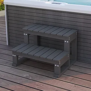 Home Deluxe Outdoor Whirlpool Treppe MASI 62 x 54 x 40 cm Grau