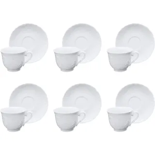 Molecuisine Teetasse mit Untertasse 6er Set Elisa Rococo' 21 cl weiß