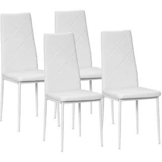 Homcom Esszimmerstühle, Kunstleder, Stahl, Weiß , Kunststoff , 50x97x41 cm , Esszimmer, Stühle