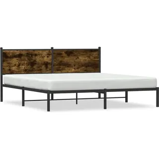 vidaXL Metallbett ohne Matratze Räuchereiche 160x200 cm - Braun