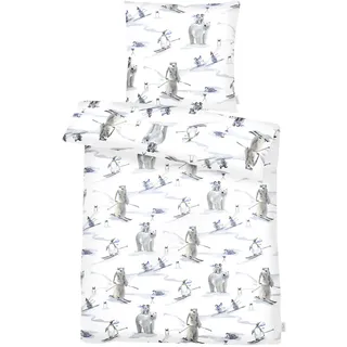 APELT Bettwäsche »Nils GOTS« 2 Stk. tlg. Eisbären und Pinguine, weiß