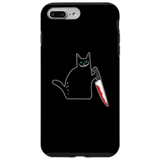 Hülle für iPhone 7 Plus/8 Plus Lustige schwarze Katze mit blutigem Messer Grinse Katze