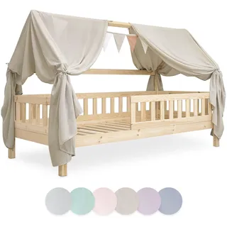 Ehrenkind® Kinderzimmer-Deko-Set: Betthimmel & Wimpelkette für magische Momente | Oeko-TEX Zertifiziert | Kinderzimmer Deko | Betthimmel Kinderzimmer, 90x200 Beige
