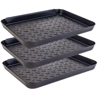 Intirilife Schuhablage Schwarz, Kunststoff, 27.5x4.5x35 cm, Garderobe, Schuhaufbewahrung