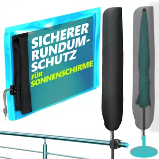 Menz Sonnenschirm Schutzhülle in Schwarz - Polyester Schutzhülle für Sonnenschirm 2 m Ø / 2 m x 1,25 m, langlebige Sonnenschirmhülle, Schirmhülle UV-beständig, Schirmabdeckung wetterfest