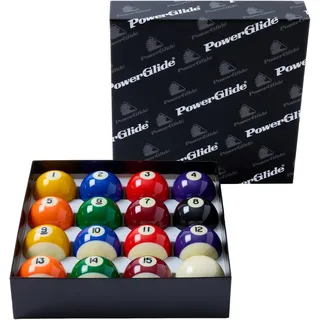 Powerglide Billard-Set, 16 Bälle, Punkte und Streifen, Turnier, 51,0 mm Durchmesser, verpackt