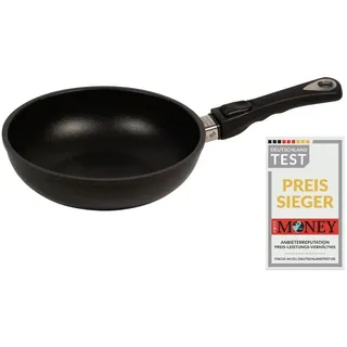 AMT Gastroguss Sauteuse/kleiner Wok, 24 cm Ø, 6 cm hoch, abnehmbarer Stiel, induktionsgeeignet, Lotan® Antihaft-Veredelung, Gusspfanne (Aluguss), AMZN-I-624-Z20B