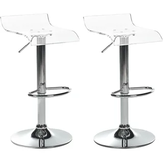 Beliani Barhocker 2er Set 38 x 60 x 39 cm Transparent/Silber