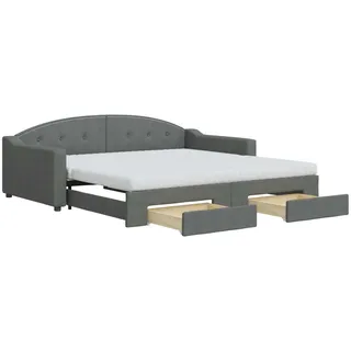 vidaXL Tagesbett Ausziehbar mit Schubladen Dunkelgrau 100x200 cm Stoff - Grau