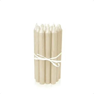 LUMELY dänische Premium Stabkerzen Elfenbein, 12er Pack, Höhe 18cm, Ø 2,2cm, Brenndauer ca. 8 Stunden, zylindrische Leuchterkerzen, Deko Kerzen Set, Kerzen Skandinavisch