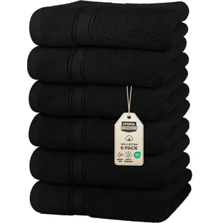 Utopia Towels - Handtücher Set aus Baumwolle - 100% Baumwolle ultraweich und sehr saugfähig, 41x71 cm - 6er Pack (Schwarz)