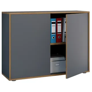 VCM Büroschrank Aktenschrank 100x74x33 cm Anthrazit/Honigeiche