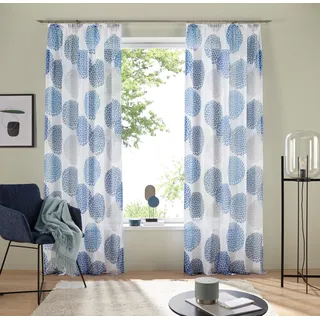 my home Gardine »Belem« Kräuselband 1 Stk. tlg. 1 bzw. 2 Schals, Vorhang, Fertiggardine, Kreise, blau