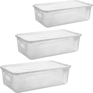 Praktische Aufbewahrungsboxen mit Deckel, stapelbar, 5 Liter, 3er Set, transparent, stabil