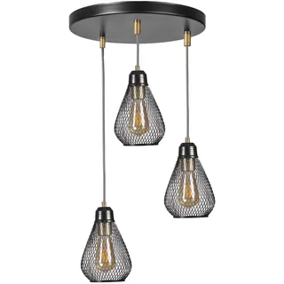 Elegant Black and Gold Chandelier, Adjustable Height 70 cm, Metal Body with Antique Coating, E27 Socket, Perfect for Modern Home Décor | 15 cm Cap Diameter