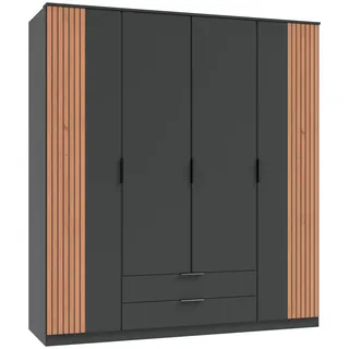 WIMEX Drehtürenschrank »Lübeck« akustiklamellen, Optik, ohne Spiegel, 135 oder 180cm breit, schwarz