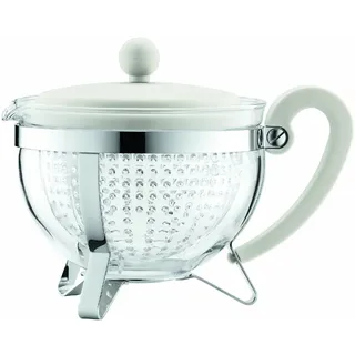Bodum 1975-913 Chambord Teekanne, 1 L mit farbigem Plastikdeckel, Griff und transparentem Filter, Creme