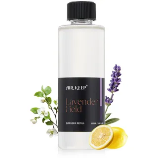 Airkeep Raumduft Nachfüller 200ml –Lavender Field– Duftöl für Duftstäbchen Diffuser – Langanhaltender Raumduft – für Bad & Wohnzimmer