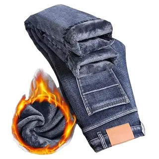 Thermojeans Herren Männer Winter Warme Thermojeans Jeanshose Winterhose Slim Fit Jeans Thermo Arbeitsjeans Arbeitshose Jeans