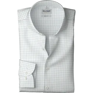 Langarmhemd OLYMP "Level 5", Herren, Gr. 42, N-Gr, weiß, Web, Obermaterial: 100% Baumwolle, kariert, normal, 2-Knopf-Manschette, Hemden Langarmhemd, Body fit, Haifischkragen, Businesshemd