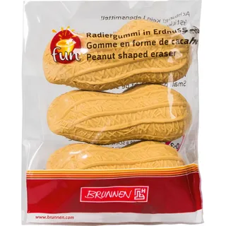 Brunnen 102988601 Radiergummi / Radierer Erdnuss Fun Collection (4 x 1,5 cm) 3er-Set